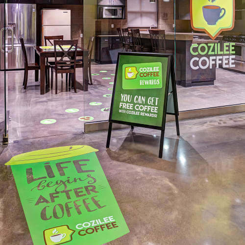 Advertising sticker on the floor